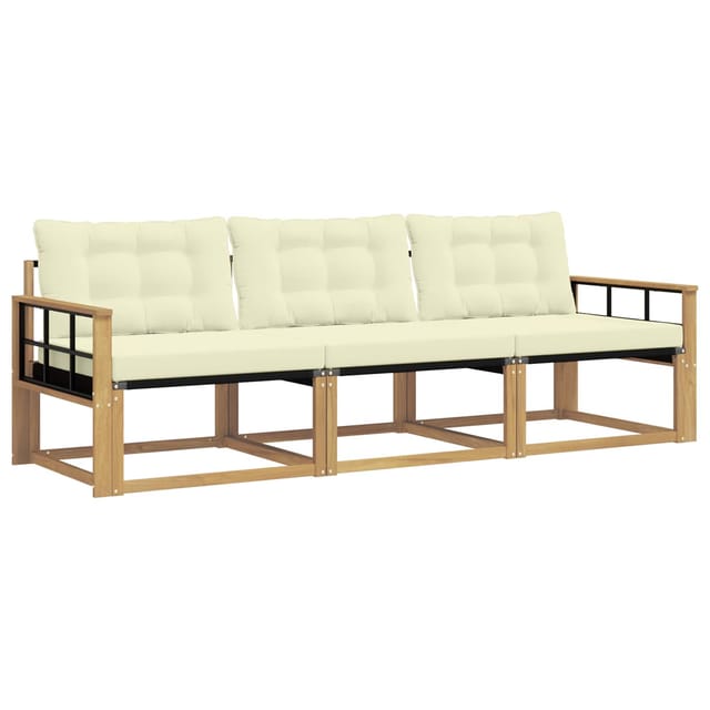 vidaXL Outdoor-Sofagarnitur mit Kissen 3 Stk Weiß und Creme 3388376