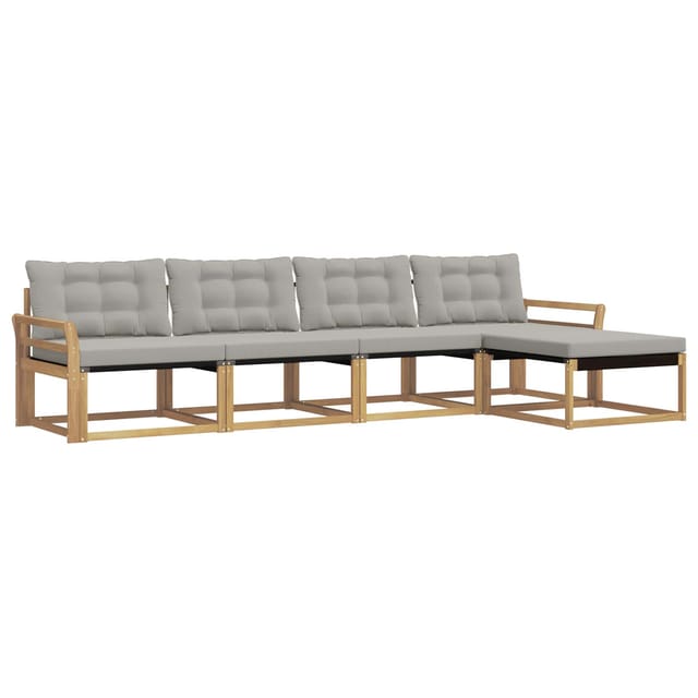 vidaXL Outdoor-Sofagarnitur mit Kissen 5 Stk Weiß und Hellgrau 3388589