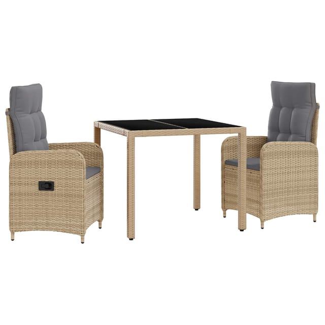 vidaXL Outdoortisch-Set 3 Stk Beige und Hellgrau 90 x 90 x 75 cm 3422334