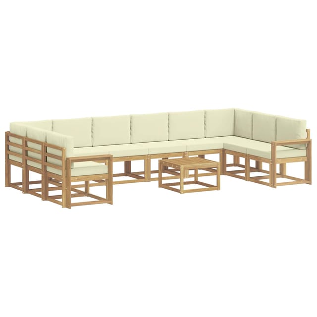 vidaXL Outdoor-Sofagarnitur mit Kissen 11 Stk Weiß und Creme 3388329