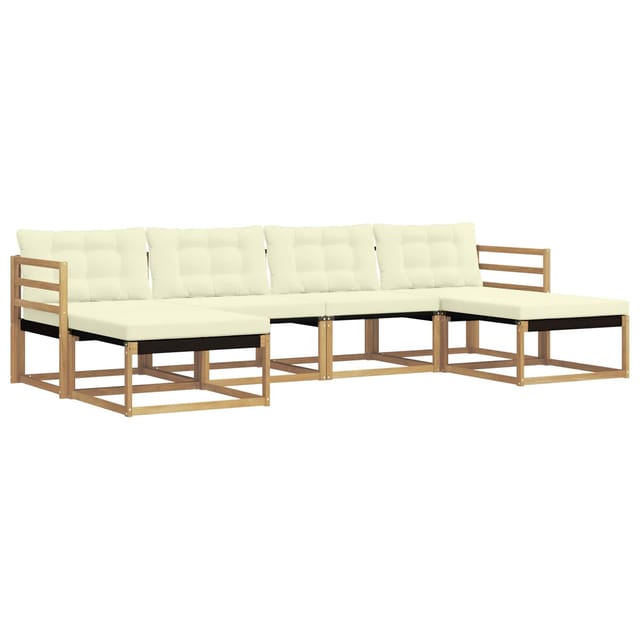 vidaXL Outdoor-Sofagarnitur mit Kissen 6 Stk Weiß und Creme 3388936