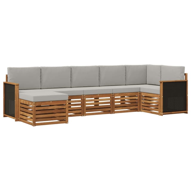 vidaXL Ecksofa Set mit Kissen 6 Stk Natur und Hellgrau 3384612