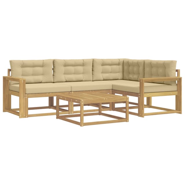 vidaXL Outdoor-Sofagarnitur 5 Stk Weiß und Beige 79 x 79 x 37 cm 3386417