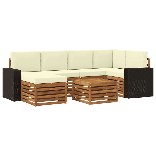 vidaXL Ecksofa Set mit Kissen 7 Stk Natur und Creme 3384601