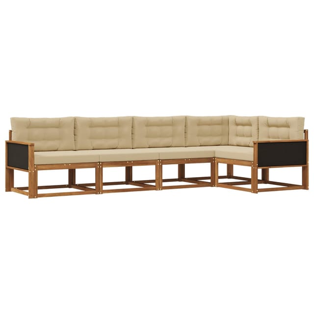 vidaXL Outdoor-Sofagarnitur mit Kissen 5 Stk Natur und Beige 3382556