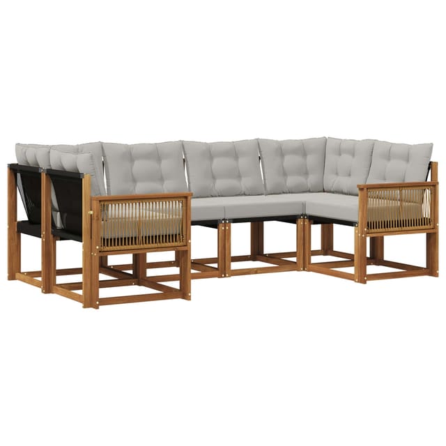 vidaXL Outdoor-Sofagarnitur mit Kissen 6 Stk Natur und Hellgrau 3382179