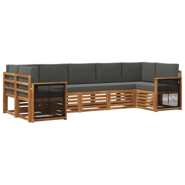 vidaXL Ecksofa Set mit Kissen 6 Stk Natur und Anthrazit 3384803