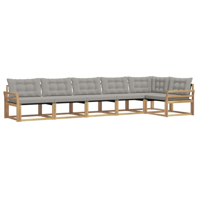vidaXL Outdoor-Sofagarnitur mit Kissen 6 Stk Weiß und Hellgrau 3388733