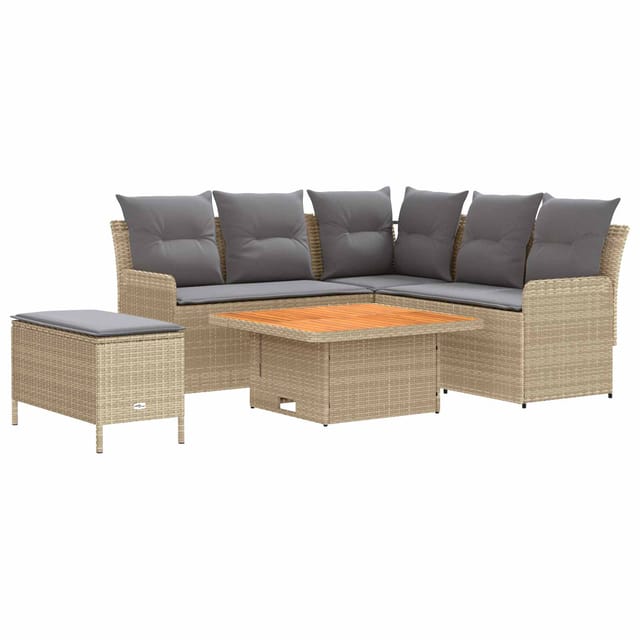 vidaXL Möbelsets mit Kissen 5 Stk Beige und Hellgrau PE-Rattan 3422205