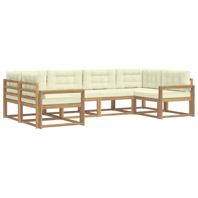 vidaXL Outdoor-Sofagarnitur mit Kissen 6 Stk Weiß und Creme 3386939