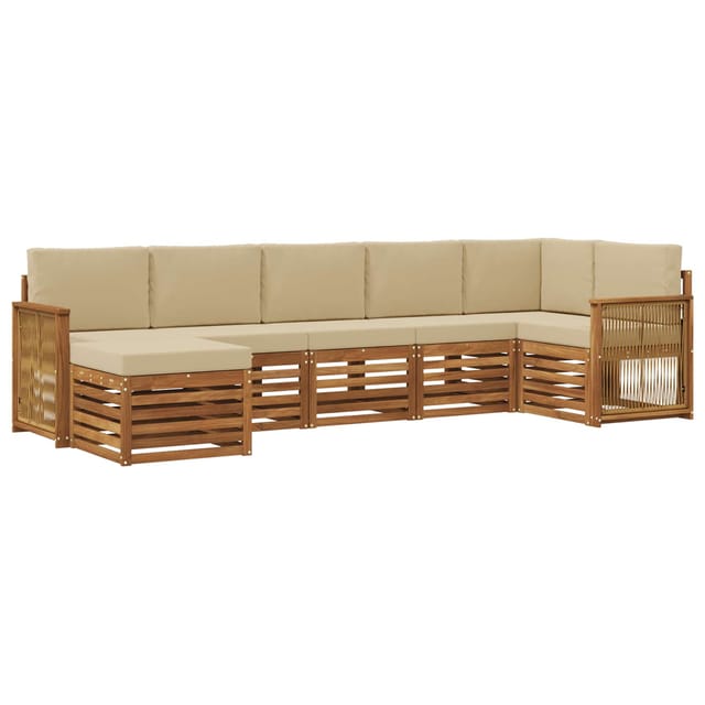 vidaXL Ecksofa Set 6 Stk Natur Massives Akazienholz und Polyester 3384629