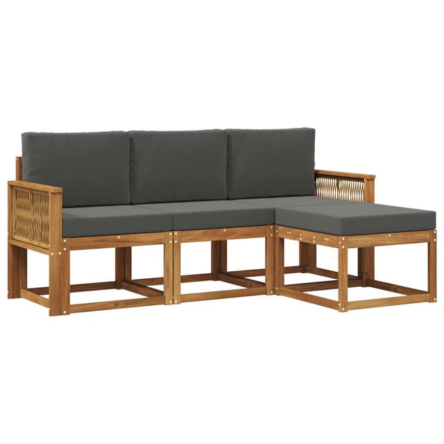 vidaXL Outdoor-Sofagarnitur 4 Stk Natur und Anthrazit Polyester 3385118