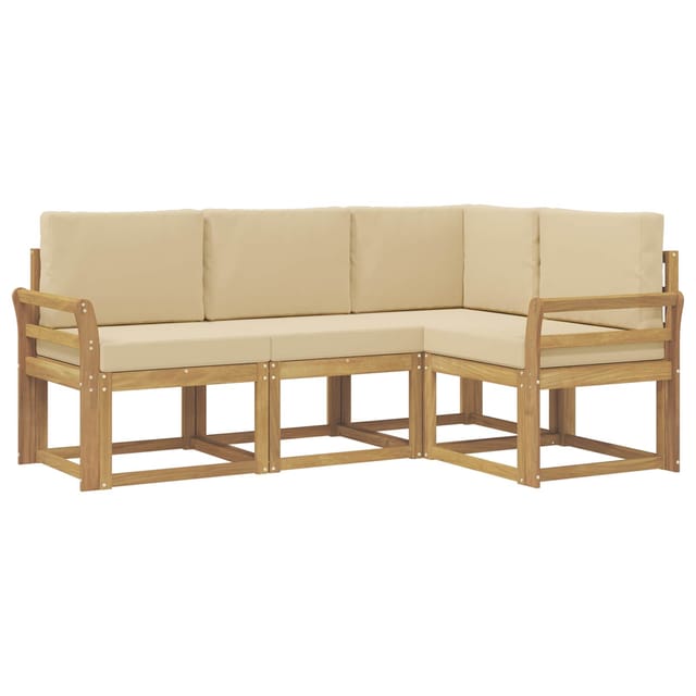vidaXL Outdoor-Sofagarnitur mit Kissen 4 Stk Weiß und Beige 3387562