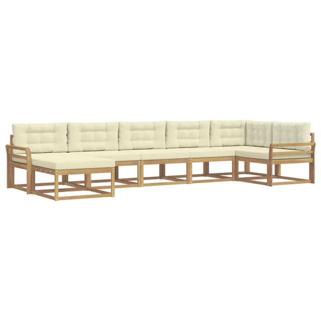 vidaXL Outdoor-Sofagarnitur mit Kissen 7 Stk Weiß und Creme 3386759