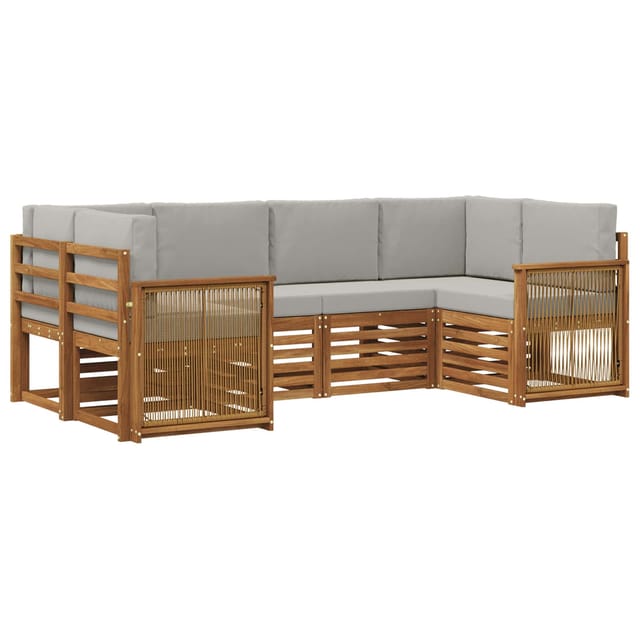 vidaXL Ecksofa Set mit Kissen 5 Stk Natur und Hellgrau 3384777