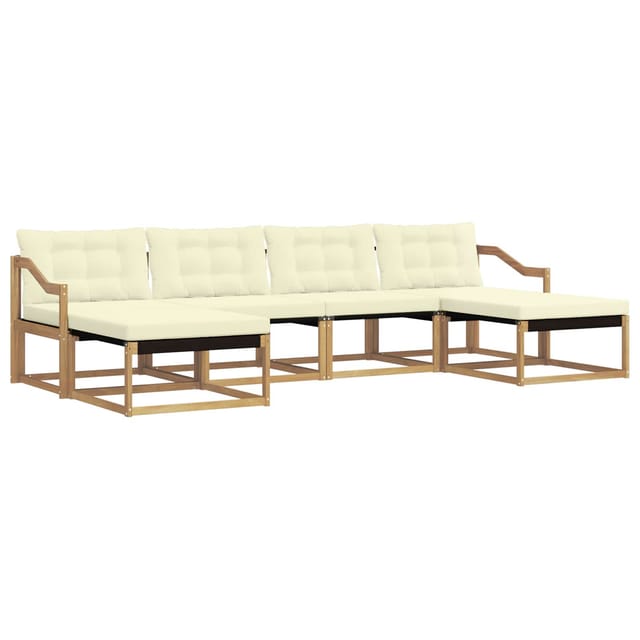 vidaXL Outdoor-Sofagarnitur mit Kissen 6 Stk Weiß und Creme 3388956