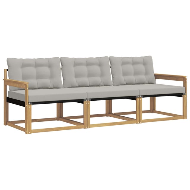 vidaXL Outdoor-Sofagarnitur mit Kissen 3 Stk Weiß und Hellgrau 3388365