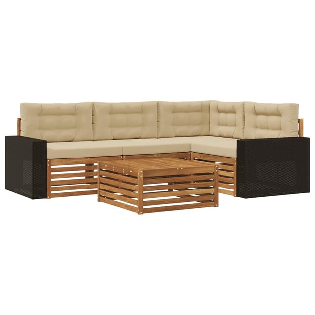 vidaXL Outdoor-Sofagarnitur 5 Stk Natur und Beige 79 x 79 x 37 cm 3383336
