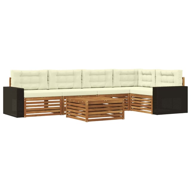 vidaXL Outdoor-Sofagarnitur 6 Stk Natur und Creme 79 x 79 x 37 cm 3383393