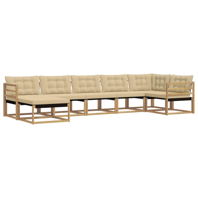 vidaXL Outdoor-Sofagarnitur mit Kissen 7 Stk Weiß und Beige 3388891