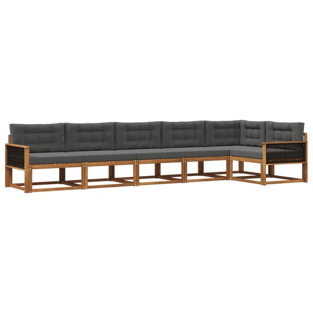 vidaXL Outdoor-Sofagarnitur mit Kissen 6 Stk Natur und Anthrazit 3382605