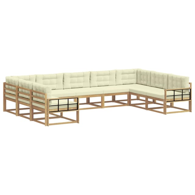 vidaXL Outdoor-Sofagarnitur mit Kissen 9 Stk Weiß und Creme 3387044