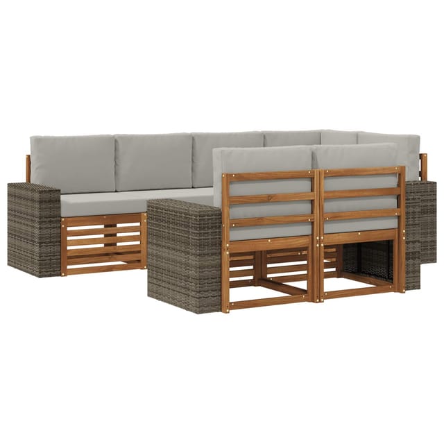 vidaXL Ecksofa Set mit Kissen 7 Stk Natur und Hellgrau 3384487