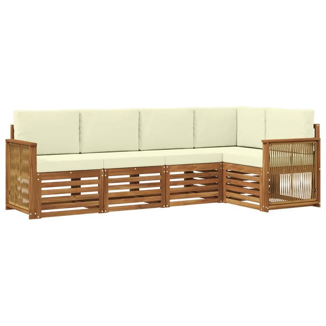 vidaXL Ecksofa Set mit Kissen 4 Stk Natur und Creme 3384356