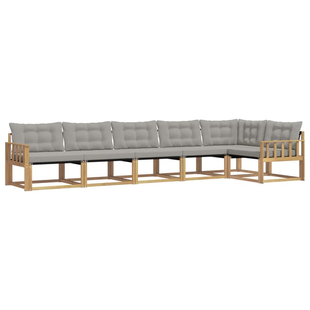 vidaXL Outdoor-Sofagarnitur mit Kissen 6 Stk Weiß und Hellgrau 3388729