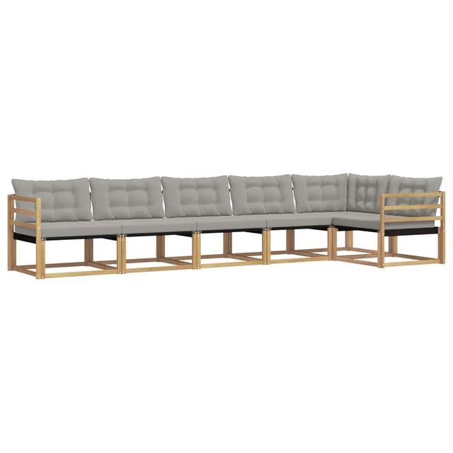 vidaXL Outdoor-Sofagarnitur mit Kissen 6 Stk Weiß und Hellgrau 3388721