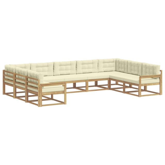 vidaXL Outdoor-Sofagarnitur mit Kissen 9 Stk Weiß und Creme 3387024