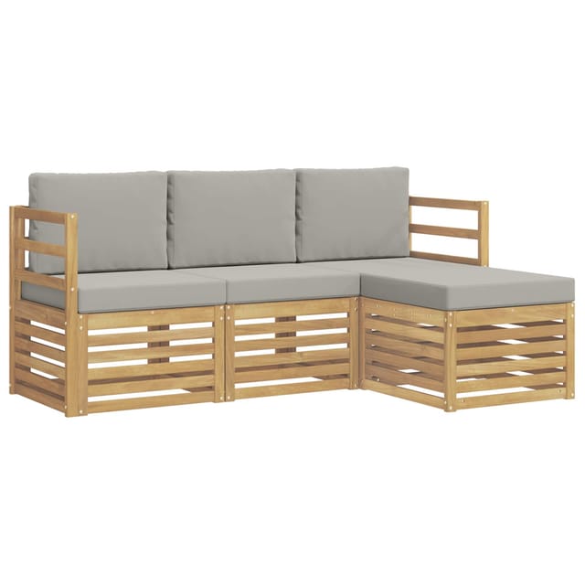 vidaXL Outdoor-Sofagarnitur 4 Stk Weiß und Hellgrau 3391616