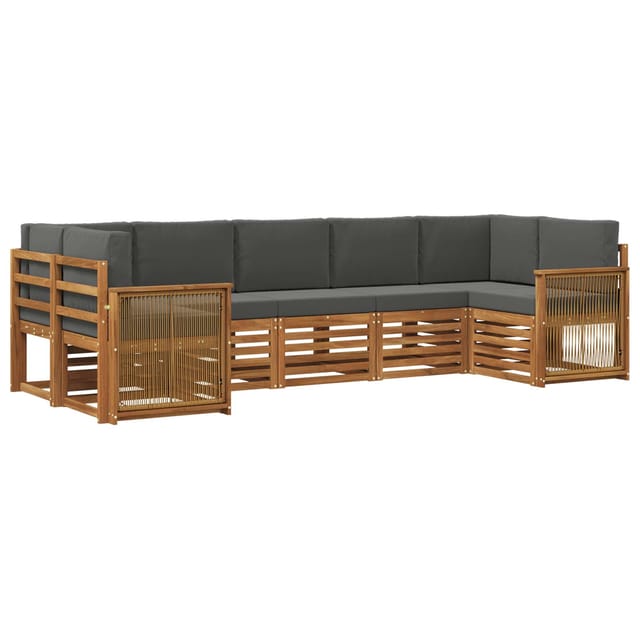 vidaXL Ecksofa Set mit Kissen 6 Stk Natur und Anthrazit 3384808