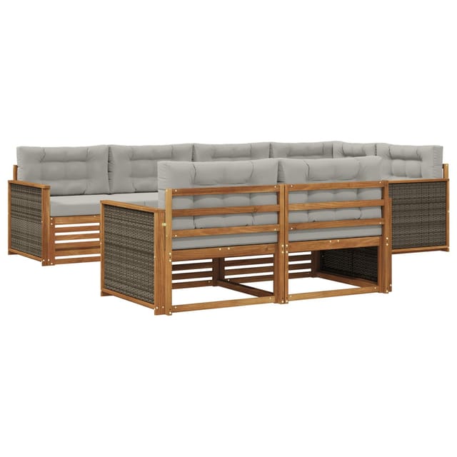vidaXL Outdoor-Sofagarnitur mit Kissen 7 Stk Natur und Hellgrau 3383469