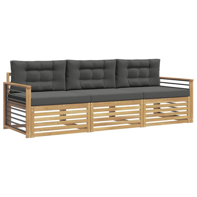 vidaXL Outdoor-Sofagarnitur 3 Stk Weiß und Anthrazit Polyester 3389977