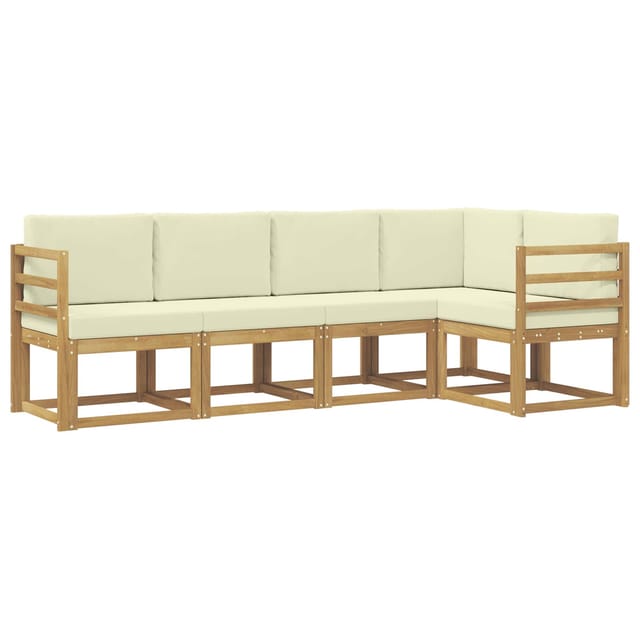 vidaXL Outdoor-Sofagarnitur mit Kissen 5 Stk Weiß und Creme 3387614