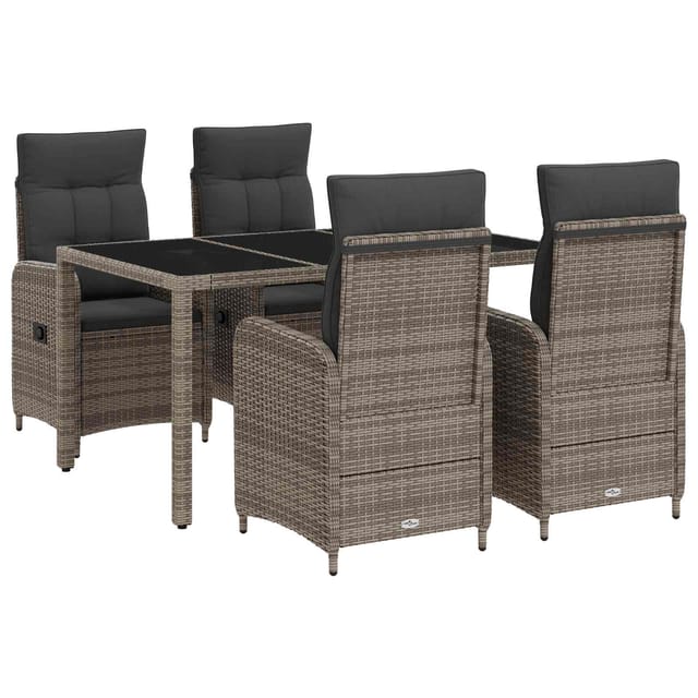 vidaXL Outdoortisch-Set 5 Stk Hellgrau und Dunkelgrau 150 x 90 x 75 cm 3422322