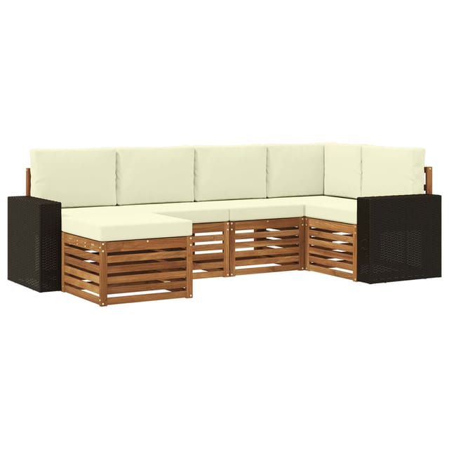 vidaXL Ecksofa Set mit Kissen 6 Stk Natur und Creme 3384571