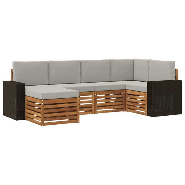 vidaXL Ecksofa Set mit Kissen 6 Stk Natur und Hellgrau 3384572