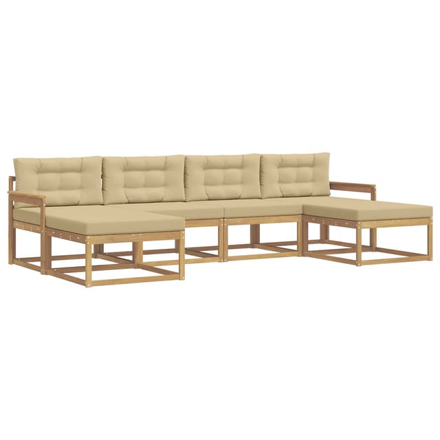 vidaXL Outdoor-Sofagarnitur mit Kissen 6 Stk Weiß und Beige 3386822
