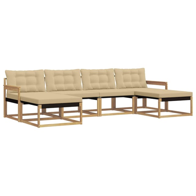 vidaXL Outdoor-Sofagarnitur mit Kissen 6 Stk Weiß und Beige 3388943