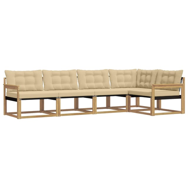 vidaXL Outdoor-Sofagarnitur mit Kissen 5 Stk Weiß und Beige 3388679