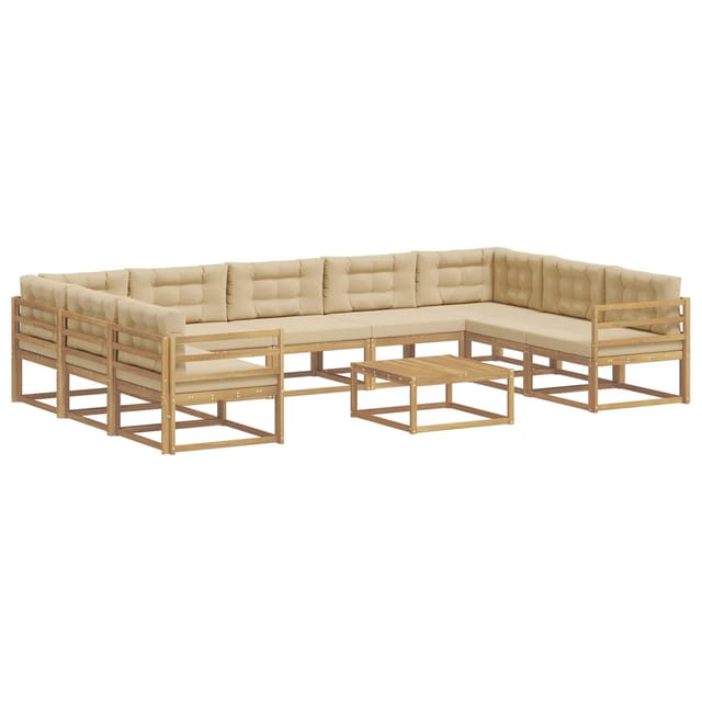 vidaXL Outdoor-Sofagarnitur mit Kissen 10 Stk Weiß und Beige 3387057