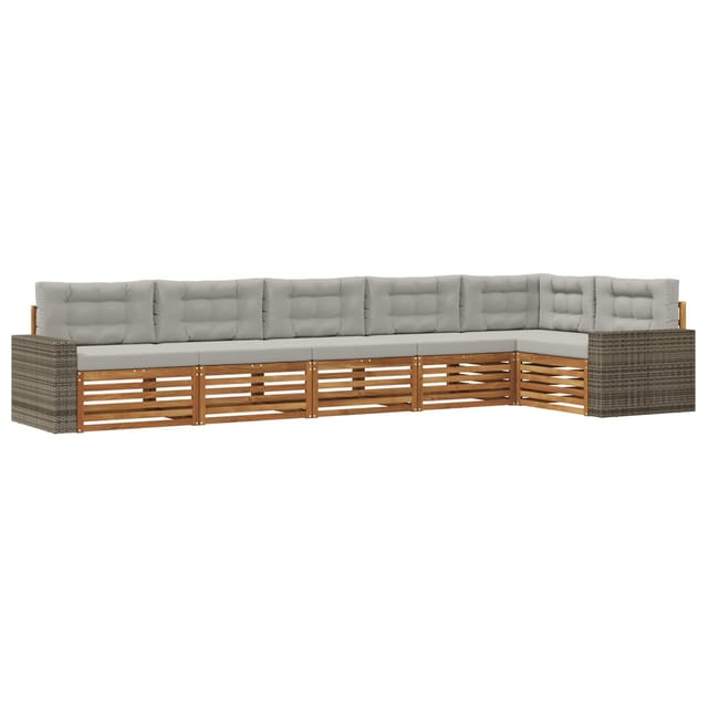 vidaXL Outdoor-Sofagarnitur 6 Stk Natur und Hellgrau 3383429