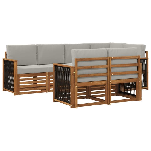 vidaXL Ecksofa Set mit Kissen 6 Stk Natur und Hellgrau 3384472