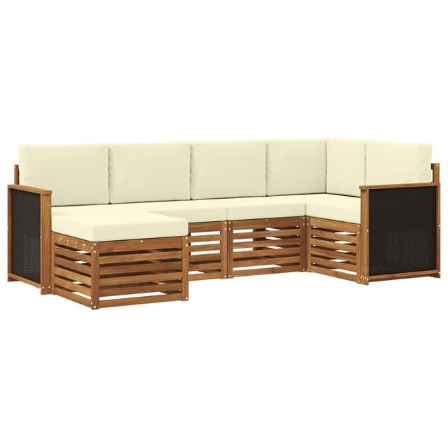 vidaXL Ecksofa Set mit Kissen 5 Stk Natur und Creme 3384551