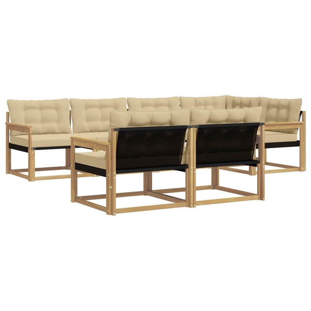 vidaXL Outdoor-Sofagarnitur mit Kissen 7 Stk Weiß und Beige 3388775