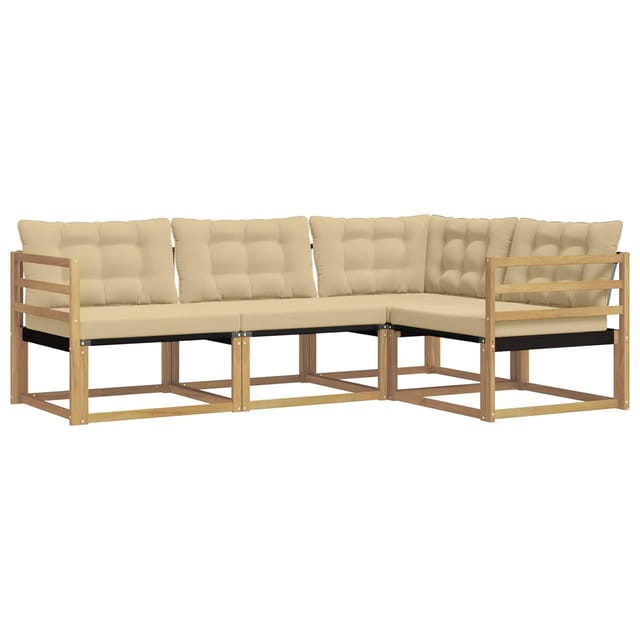 vidaXL Outdoor-Sofagarnitur mit Kissen 4 Stk Weiß und Beige 3388627