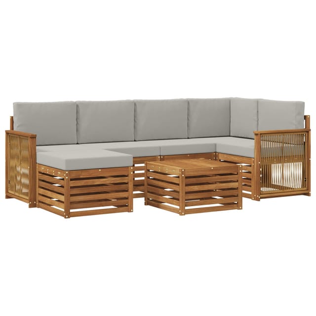 vidaXL Ecksofa Set mit Kissen 6 Stk Natur und Hellgrau 3384597