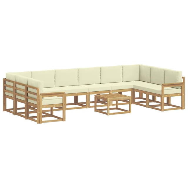 vidaXL Outdoor-Sofagarnitur mit Kissen 11 Stk Weiß und Creme 3388314